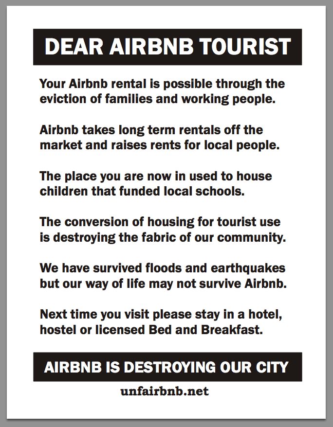Unfairbnb printable flyer